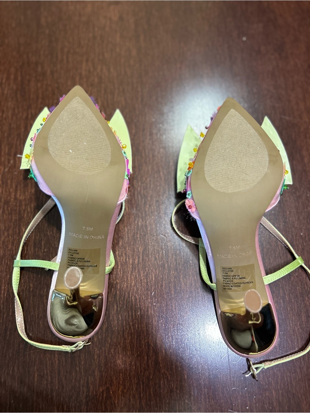 Betsey Johnson Lime Green Bow Floral Pointed Toe Slingbacks - Picture 4 of 4
